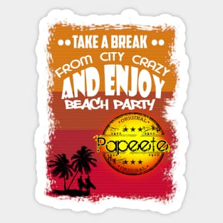 Tahiti Summer Beach Day Sticker
